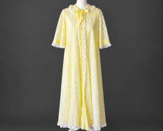 Vintage Butter Yellow Negligee & House Coat Set – Romantic Lace Luxury Loungewear