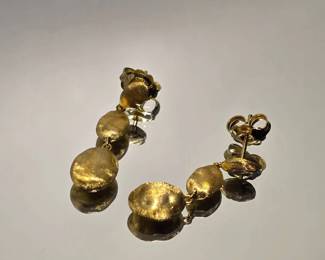 Marco Bicego 18K Yellow Gold Drop Earrings – Italian Designer Sculptural Dangles