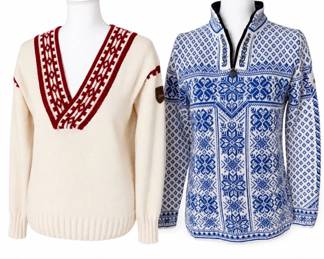 Set of 2 Dale of Norway Nordic Wool Sweaters – Fair Isle & Scandinavian Ski Knitwear – Size Medium