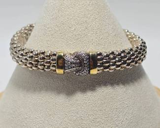 LAGOS Caviar Sterling Silver, 18K Gold & Diamond Bracelet – Designer Fine Jewelry