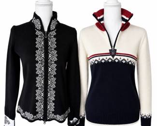Set of 2 Dale of Norway Wool Nordic Ski Sweaters – Zip Front & Quarter Zip – Size Medium