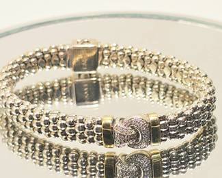 LAGOS Caviar Sterling Silver, 18K Gold & Diamond Bracelet – Designer Fine Jewelry