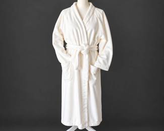 Vintage Ivory Belted House Robe – Classic Shawl Collar Lounge & Dressing Gown