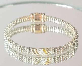 LAGOS Caviar Sterling Silver & 18K Gold Diamond Bracelet – Designer Fine Jewelry