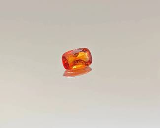 Hessonite Garnet Loose Gemstone – Faceted Orange Cushion Cut Estate Stone - reviewed by gemologist