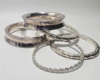 Fun Collection of Sterling Silver Bangle Bracelets – Textured, Twisted & Wide Band Designs