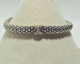 LAGOS Caviar Sterling Silver Bracelet with 18K Gold & Diamond Accent