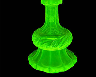 Lot 25: Antique Vaseline Uranium Cut Glass Decanter 