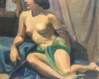 Lot 41:  Nude Female Oil Painting 