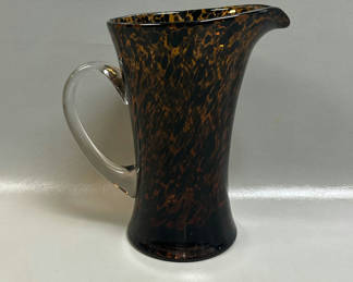 Lot 3: Tortoiseshell Hand Blown Art Glass Pitcher 