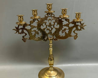 Lot 27: Brass Dragon Candelabra 