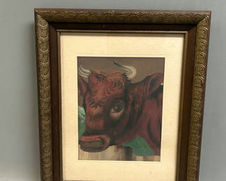 Lot 7: Watercolor Cow Painting 