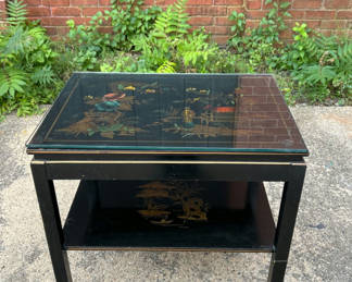 Lot 39: Signed Katherine Henrick Chinoiserie Glass Top Table