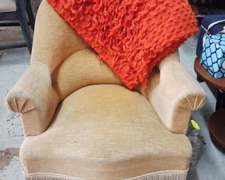 Pair Fringed Slipper Chairs!