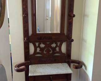 Antique Marble Top Hall Tree