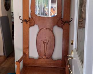 Antique Oak Hall Tree