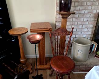 Antique Oak Plant stands