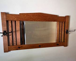 early 1900s Oak Mirror Coat & hat