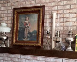 early 1900s Oil lamps, (1) Rayo & (1) Aladdin