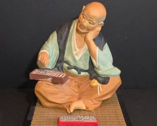 A. Sato Old Man with Abacus Hakata Doll Figurine