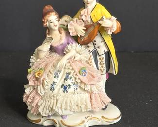 Dresden Lace Porcelain Figurine of a Courting Couple