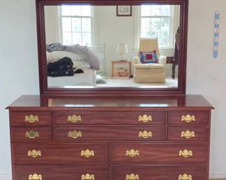 HenkelHarris Virginia Galleries Wild Black Cherry Dresser with Mirror