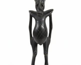 African Style Carved Figure with Engraved Plaque