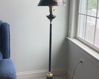 Vintage Black and Gold Toleware Floor Lamp