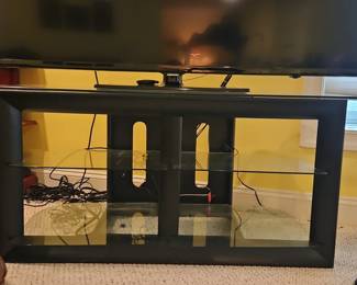 Modern Black Metal and Glass Media Console