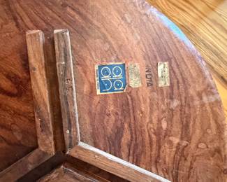 AngloIndian Carved Wood Side Table with Mother of Pearl Inlay second image