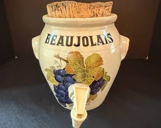 Beaujolais Ceramic Beverage Dispenser with Grape Motif