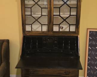 Chippendale Style Mahogany Secretary Desk with Hutch third image
