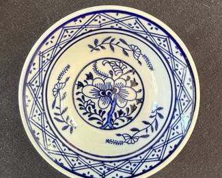 Blue and White Porcelain Plate Blue Onion Pattern