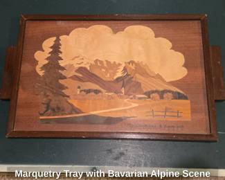 Marquetry Tray with Bavarian Alpine Scene