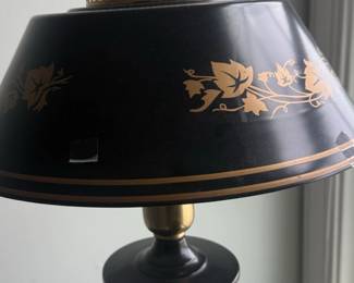 Vintage Black and Gold Toleware Floor Lamp