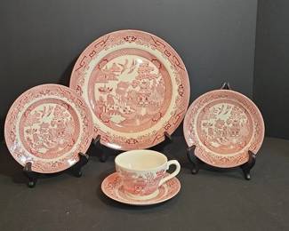 Churchill Willow Rosa Pink Pattern Piece Dinnerware Set