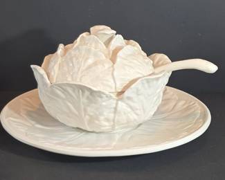 A. Zen Nove Italy Cabbage Tureen with Ladle and Underplate