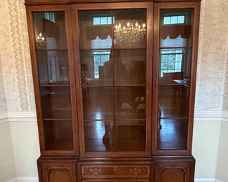 Vintage Mahogany Breakfront China Cabinet by Henredon