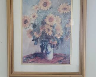 Claude Monet Bouquet of Sunflowers Print in Gold Tone Frame
