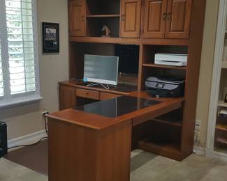 Hooker Furniture Chalet Executive L-Shaped Computer Desk, Hutch, Bookcase & File Cabinet