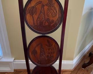 Vintage Haitian Mahogany Three-Tier Pastry Stand