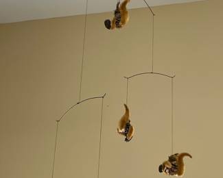 Vintage Woodland Animal Mobile with Pinecones