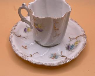 Vintage Hand Painted Demitasse Cup and Saucer