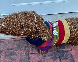 Vintage Lighted Tinsel Dachshund Christmas Decoration