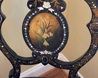 Victorian Papier-Mâché Balloon-Back Side Chair with Mother-of-Pearl Inlay