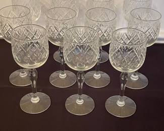 Vintage Cut Glass Wine Goblets - Concerto Diamond Cut Pattern