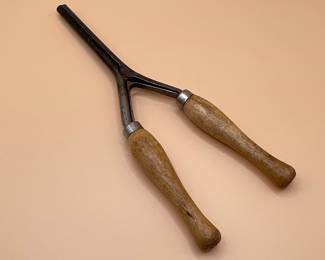 Vintage Stove Top Hair Curling Iron with Wooden Handles