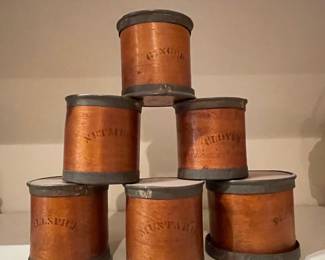 Antique Bentwood Spice Tin Set