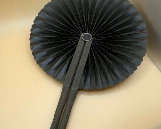 Antique Victorian Mourning Cockade Folding Hand Fan