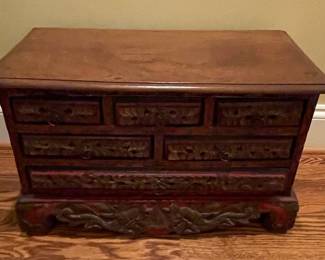 Javanese Carved Wood Spice Chest